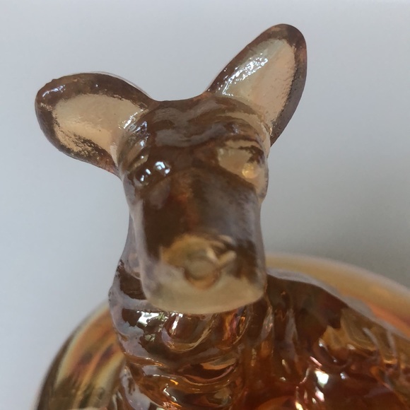 Jeanette Glass Iridescent Marigold Glass Scottie Dog Trinket Jar - Picture 6 of 13